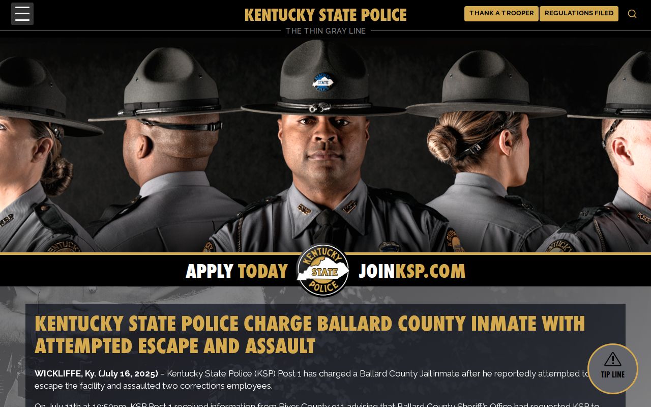 Ballard County arrest record source for the 2025 jail investigation