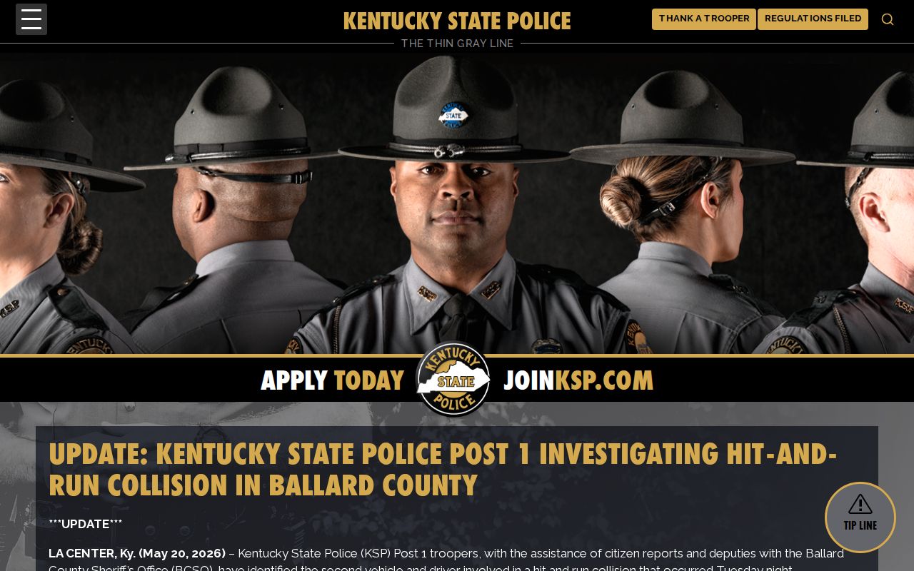 Ballard County arrest lookup source showing sheriff and KSP workflow