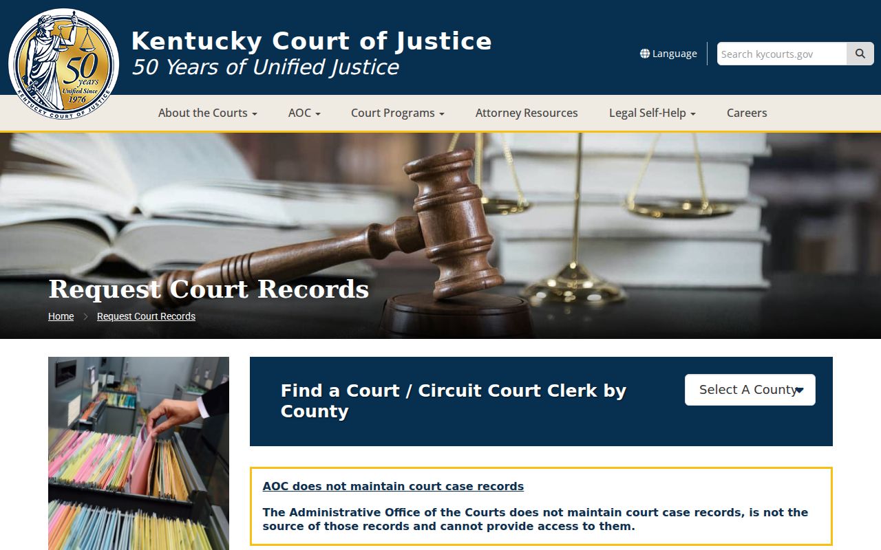 Ballard County criminal court case record request instructions